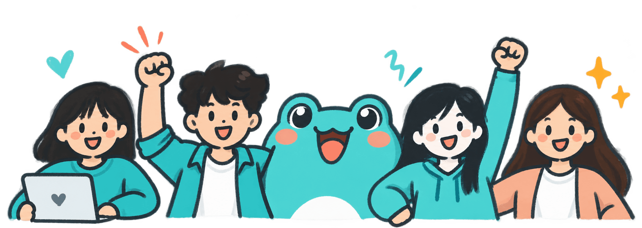 A group of high-agency students cheering alongside Leapfolio's mascot